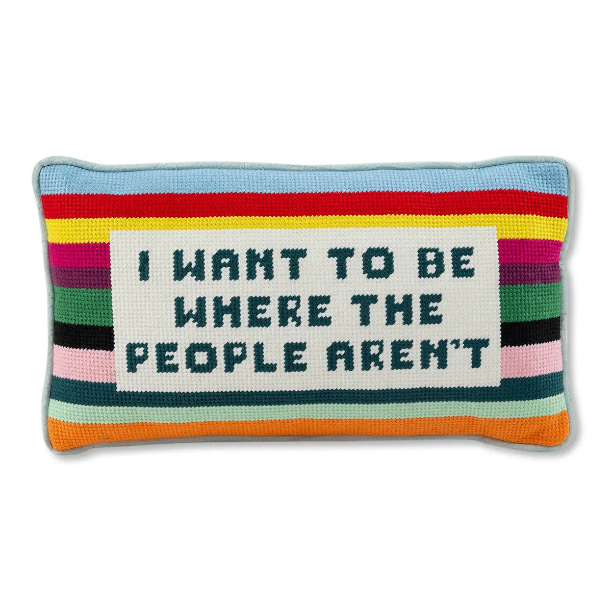 Where the People Aren't Needlepoint Pillow Furbish Studio