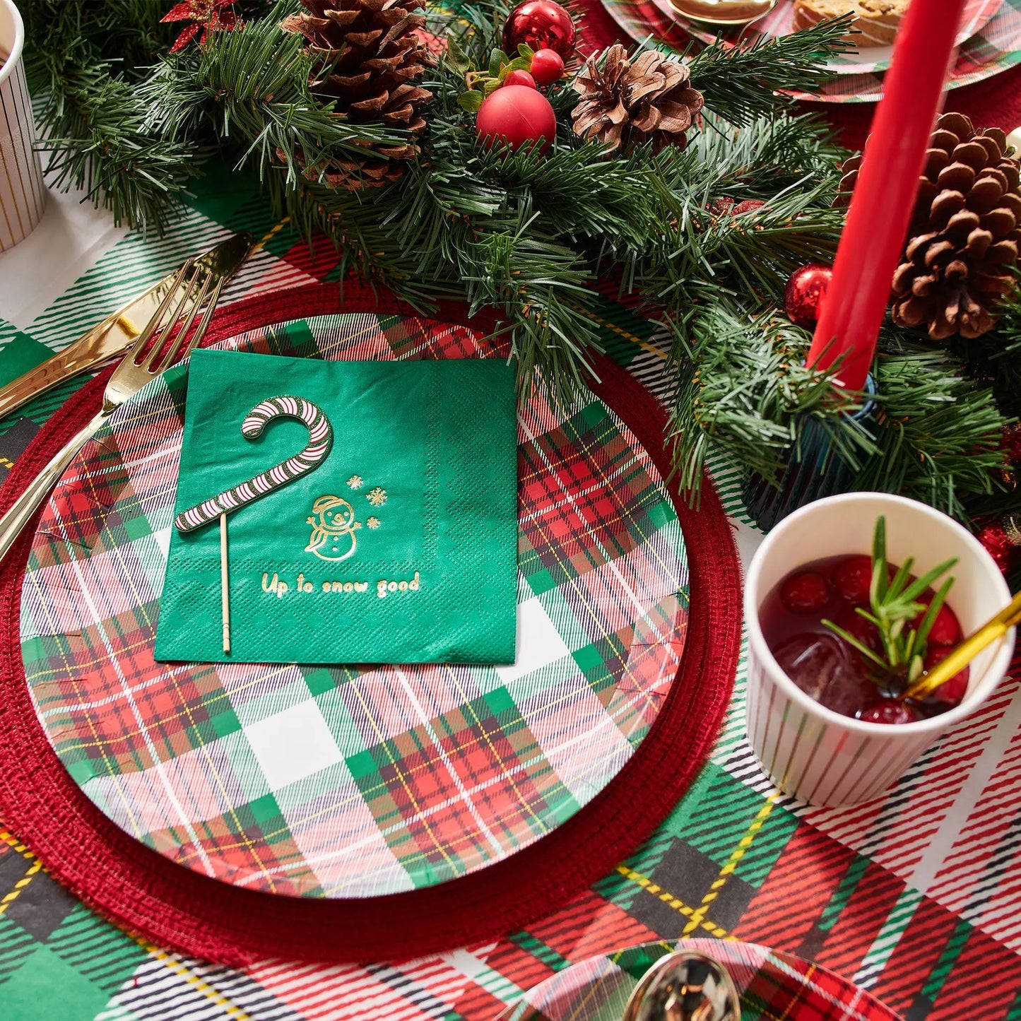 Winter Plaid Large Plates (10 per pack) Coterie