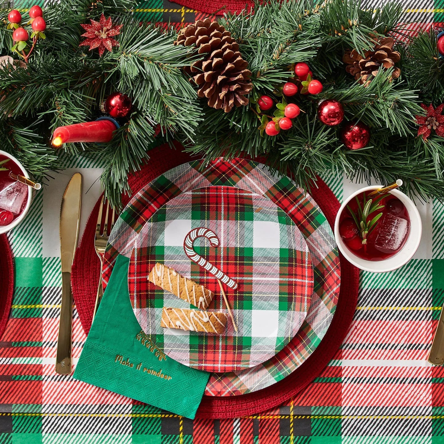Winter Plaid Large Plates (10 per pack) Coterie