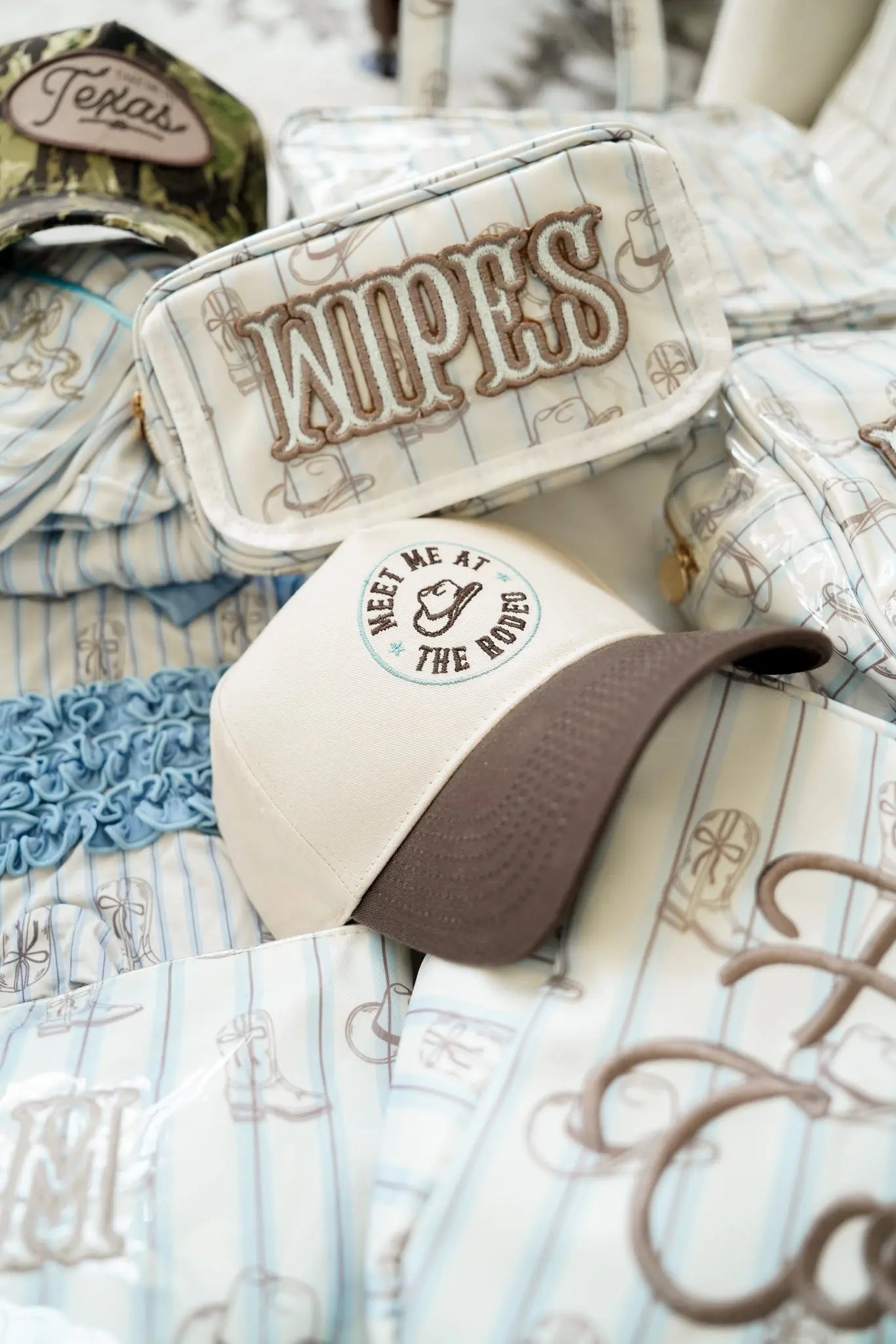 Wipes Pouch - Western Blues Clear Coat Bag KenzKustomz