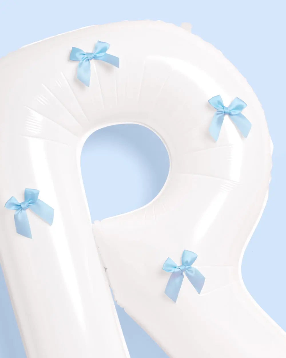 XL Bride + Bows Balloons - 40" white balloons + blue bows xo, Fetti
