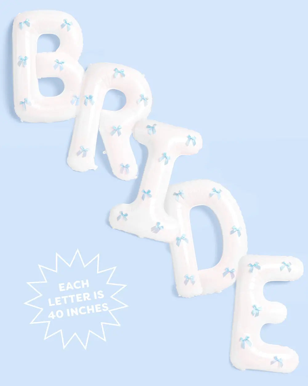XL Bride + Bows Balloons - 40" white balloons + blue bows xo, Fetti