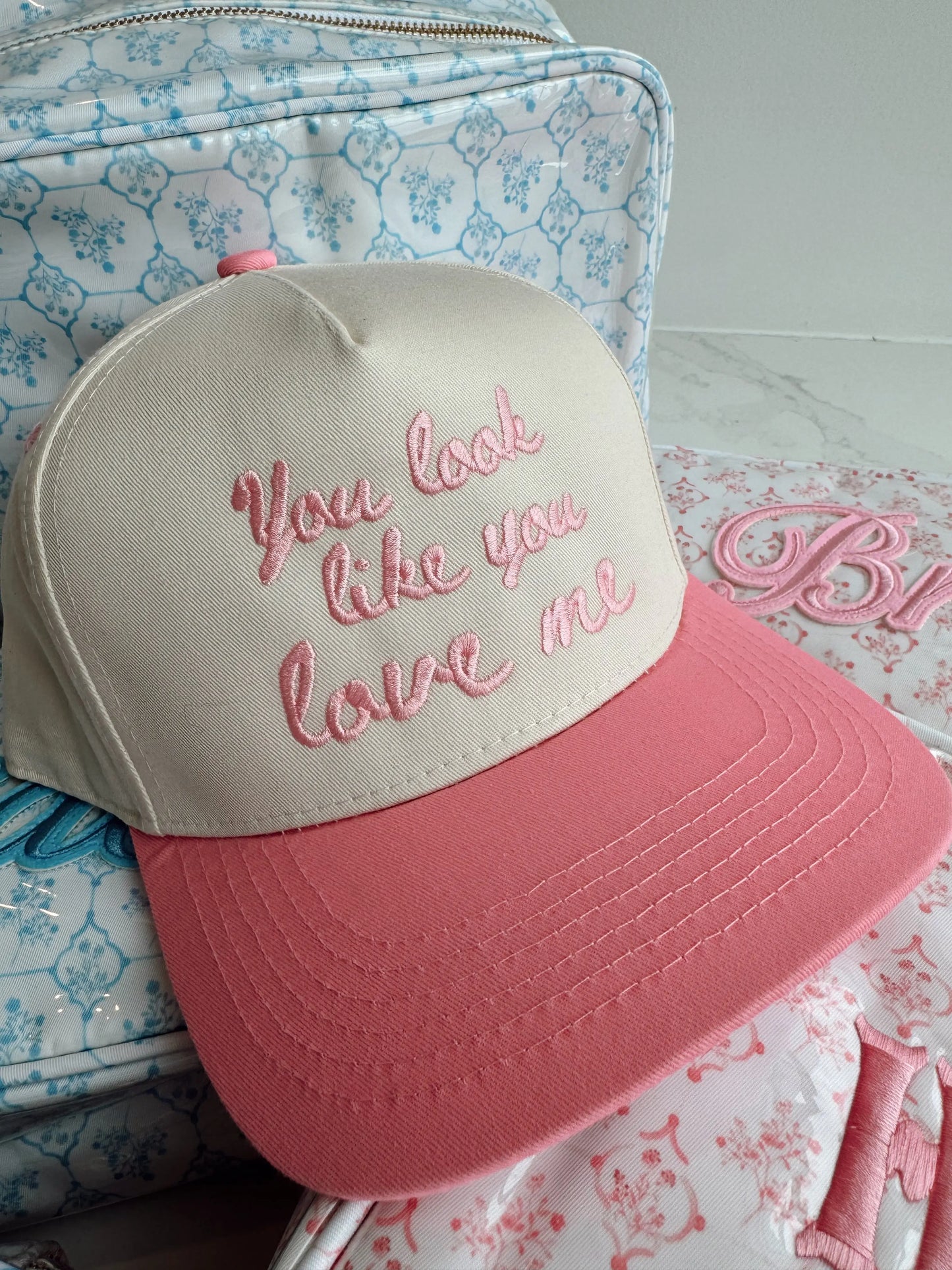 You Look Like You Love Me - Pink Vintage Trucker Hat KenzKustomz