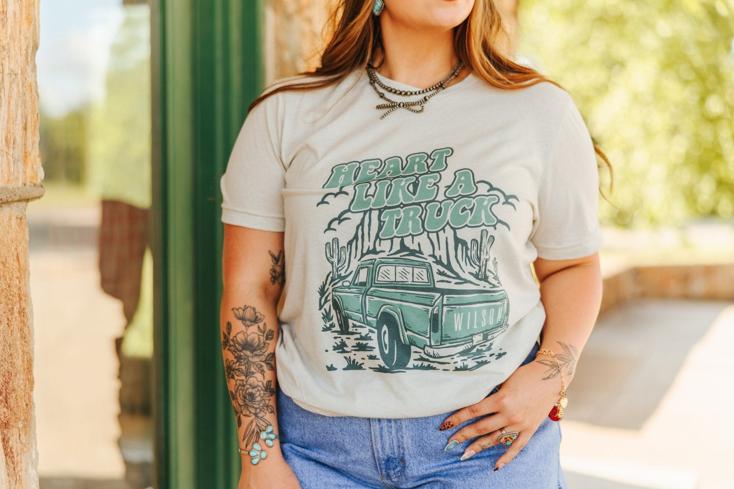 Heart Like A Truck Graphic Tee - Turquoise