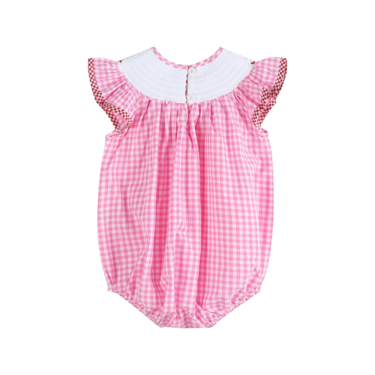 Pink Gingham Crawfish Smocked Flutter Romper