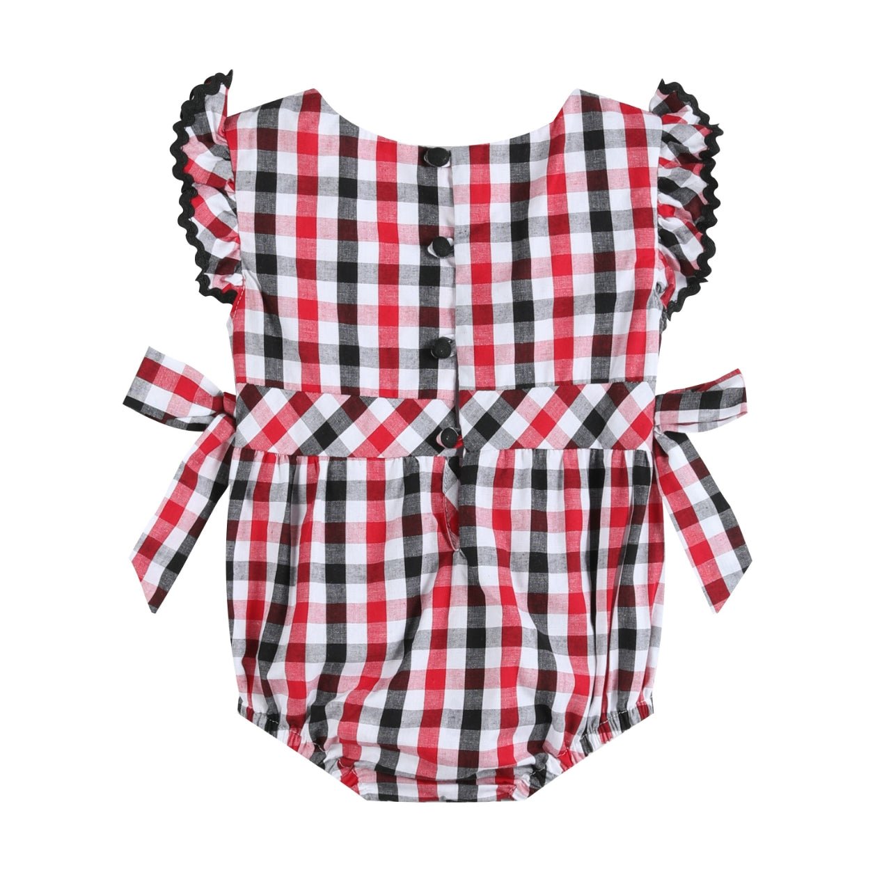 Red White and Blue Gingham Ruffle Bow Romper