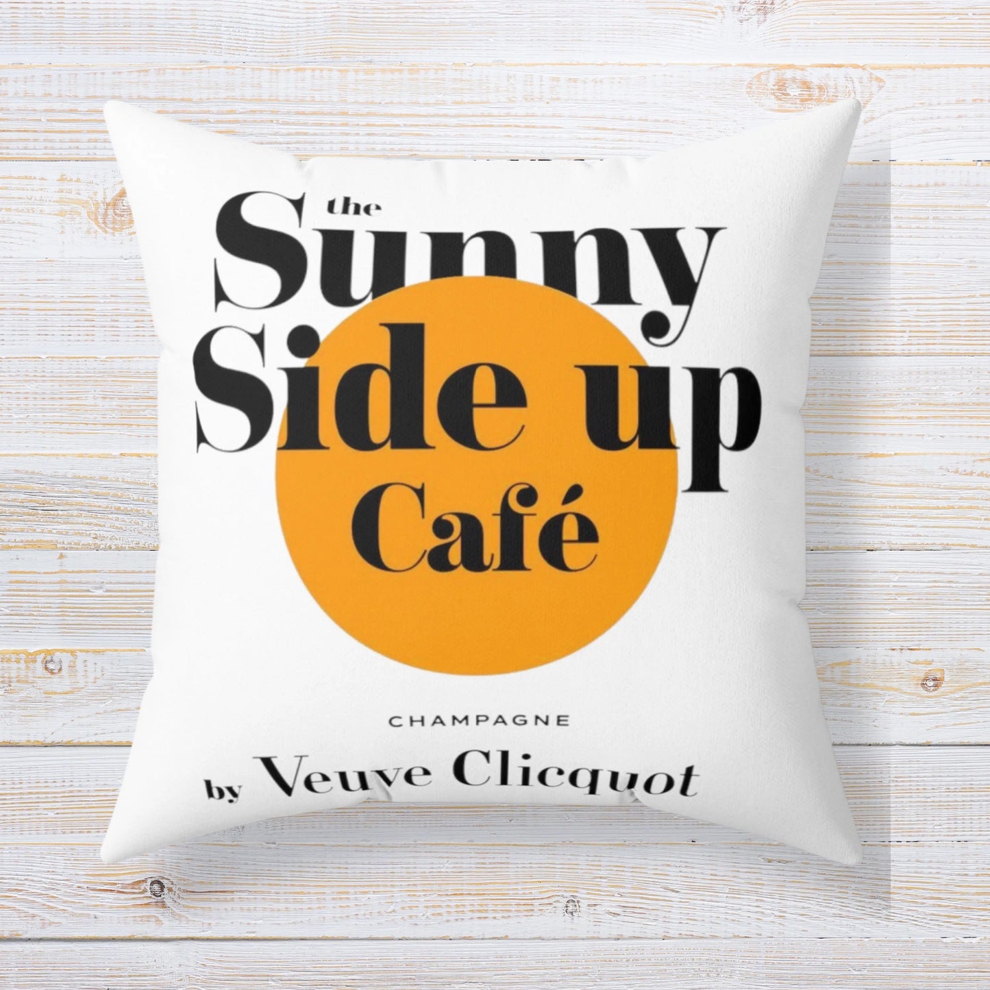 Sunny Side Up Veuve Champagne Square Throw Pillow Latchkey