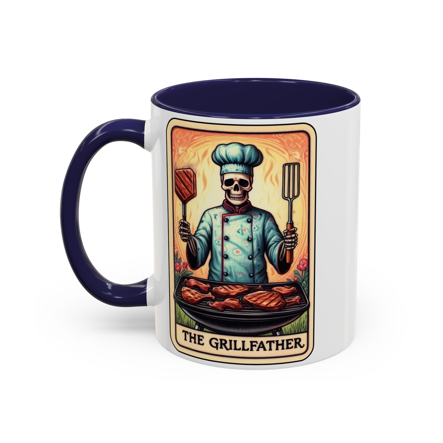 Grillfather Dad Skeleton Tarot Card Coffee Mug (11, 15oz)
