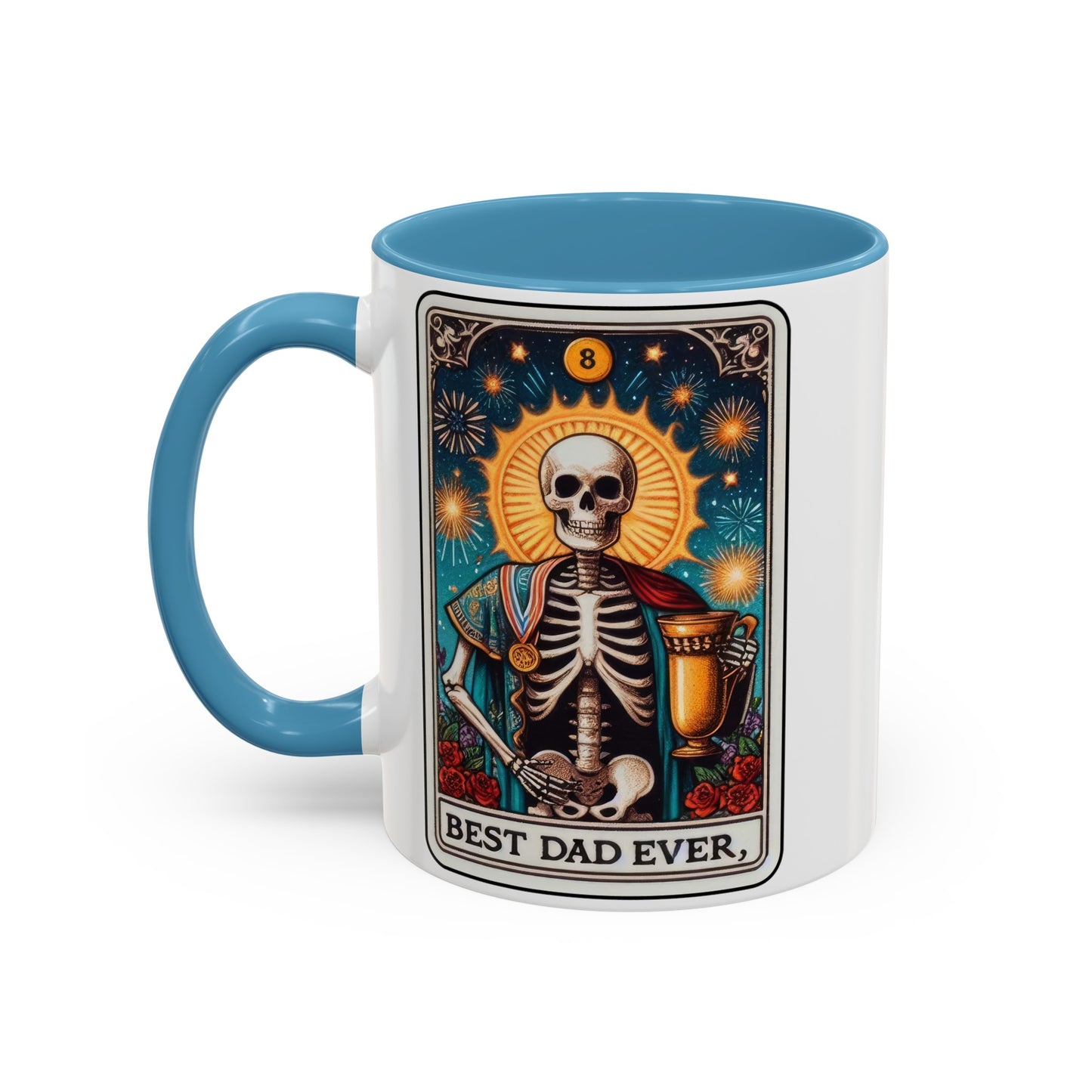 Best Dad Ever Skeleton Tarot Card Coffee Mug (11, 15oz)