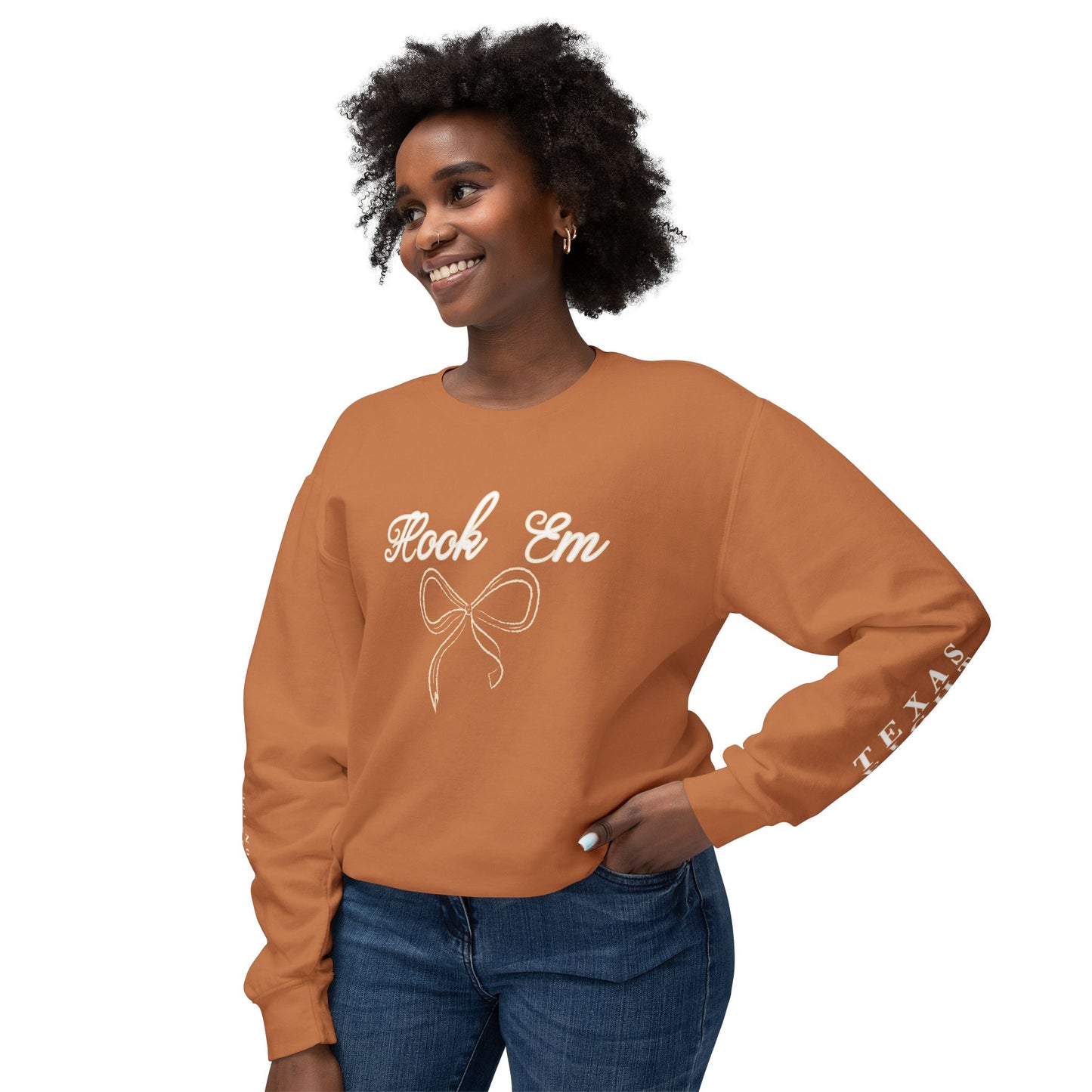 Texas Longhorn Football Coquette Bow Crewneck Sweatshirt