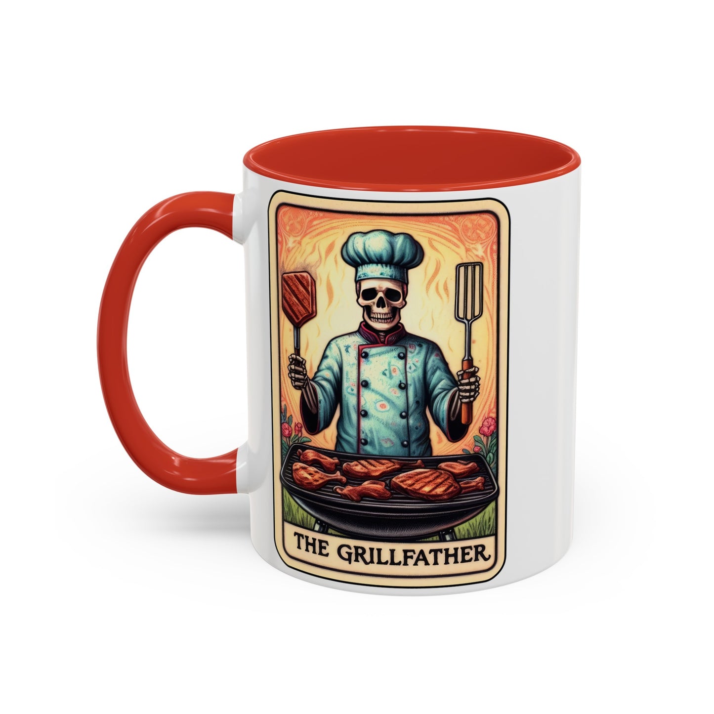 Grillfather Dad Skeleton Tarot Card Coffee Mug (11, 15oz)