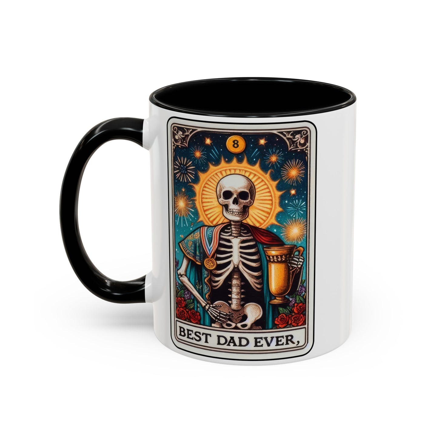 Best Dad Ever Skeleton Tarot Card Coffee Mug (11, 15oz)
