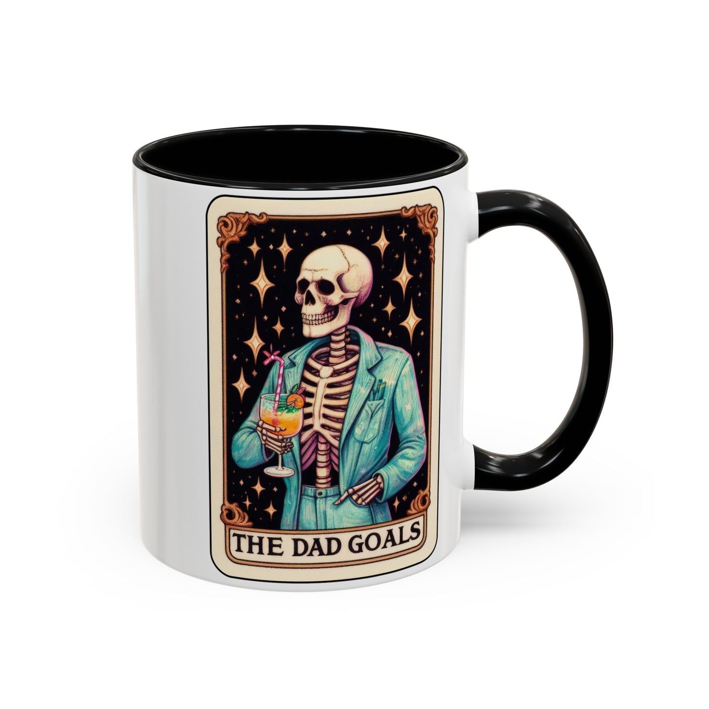 Dad Goals Skeleton Tarot Card Coffee Mug (11, 15oz)