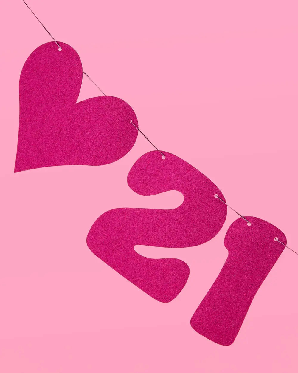 21 Forever Banner - hot pink glitter banner xo, Fetti