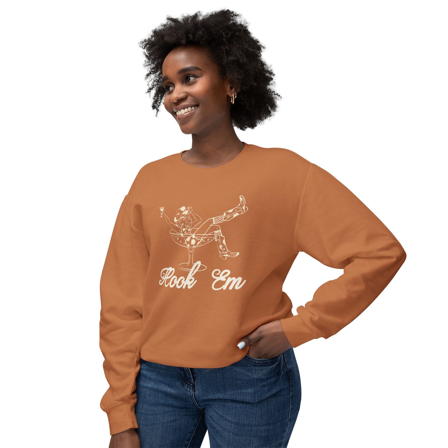 Cowgirl Crewneck Sweatshirt - Hook Em Cocktail Design