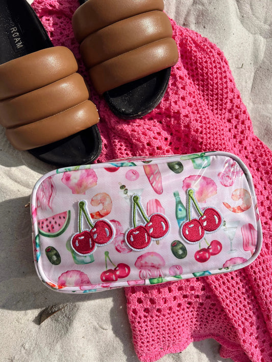 3 Cherries - Pink Summer Spritz Clear Coat Large Bag KenzKustomz