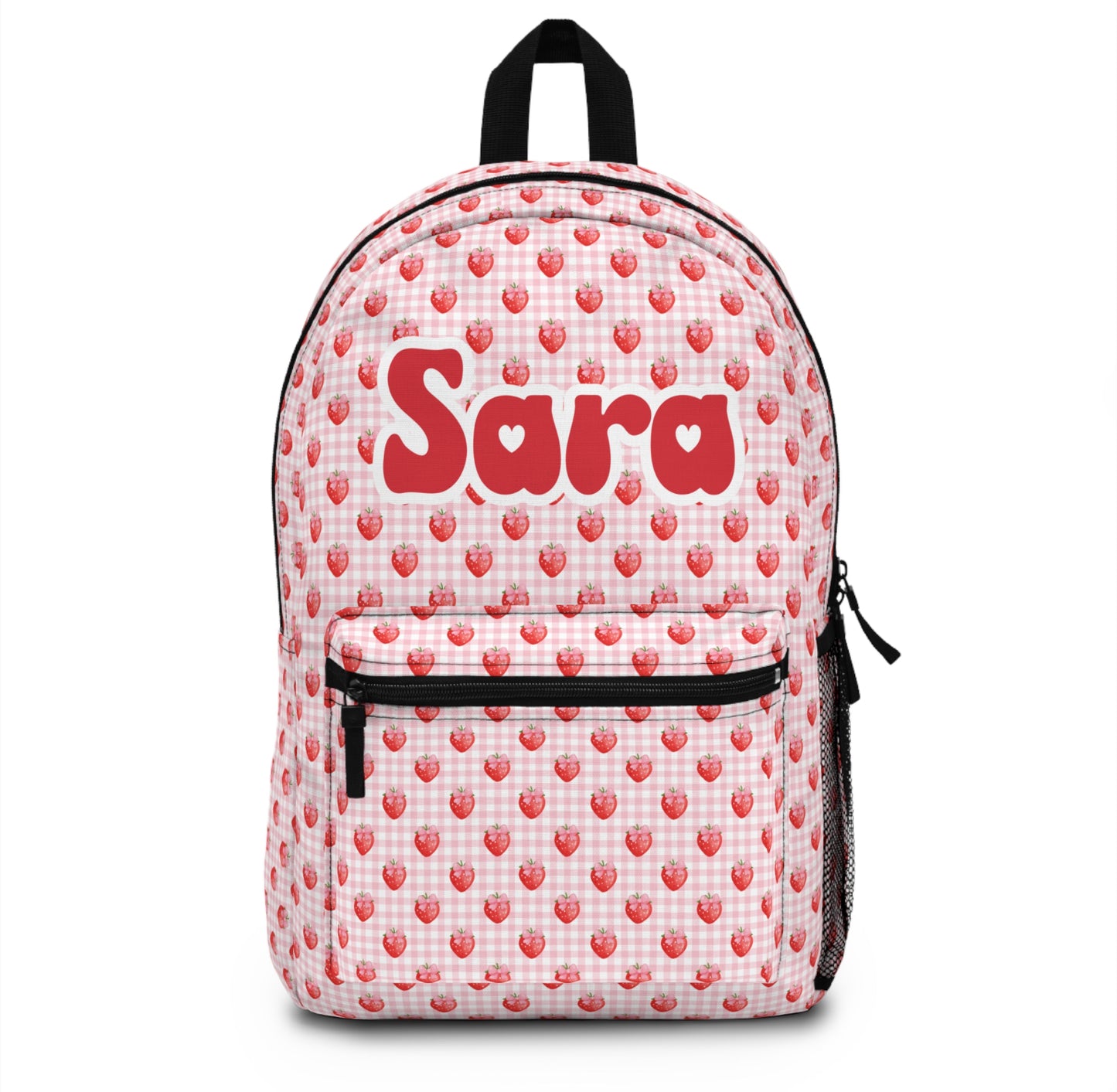 Berry Sweet Strawberry Gingham Personalizable Backpack