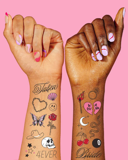 4Ever Tats - 100 foil temporary tattoos xo, Fetti