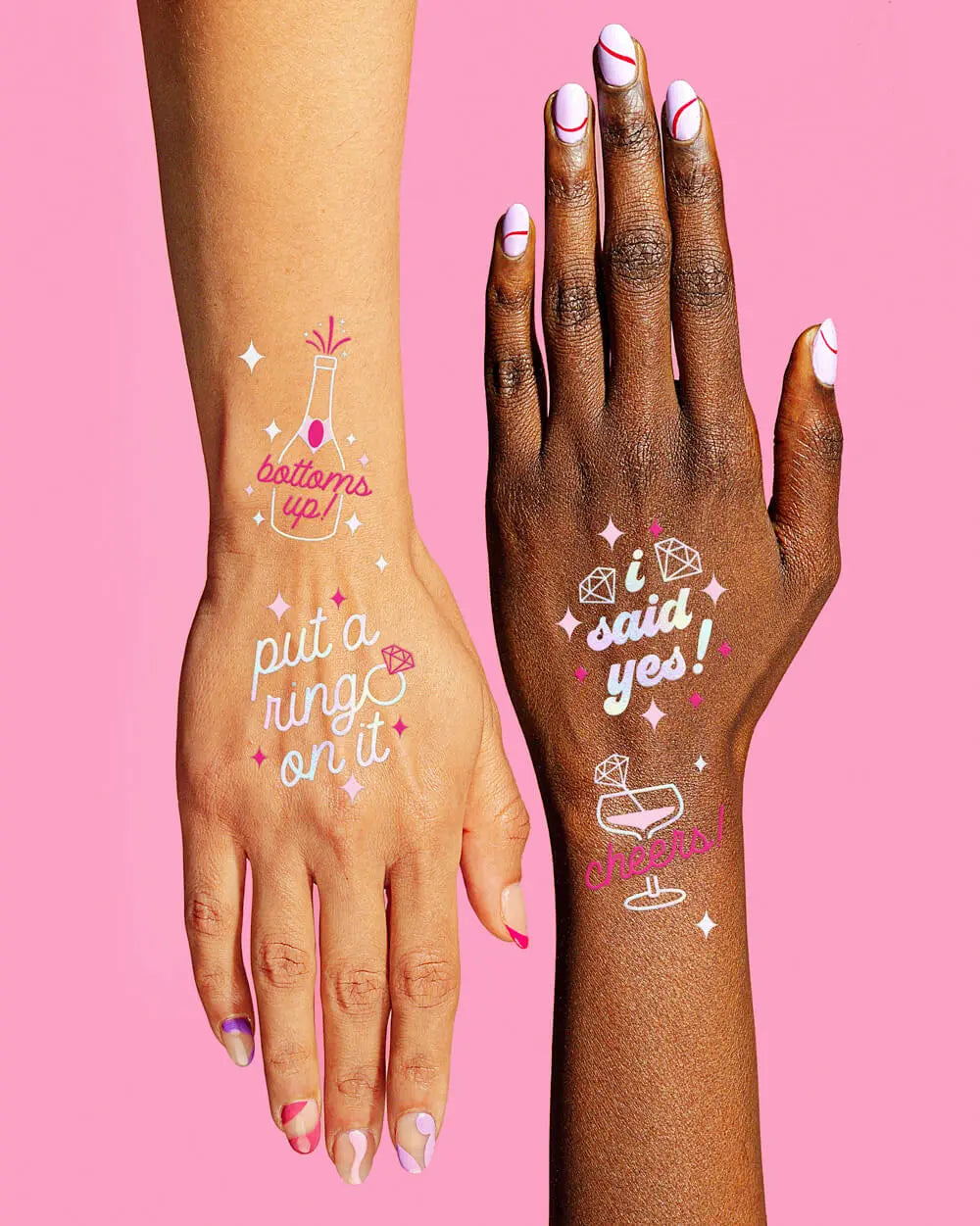 5 Karat Tats - 46 foil temporary tattoos xo, Fetti