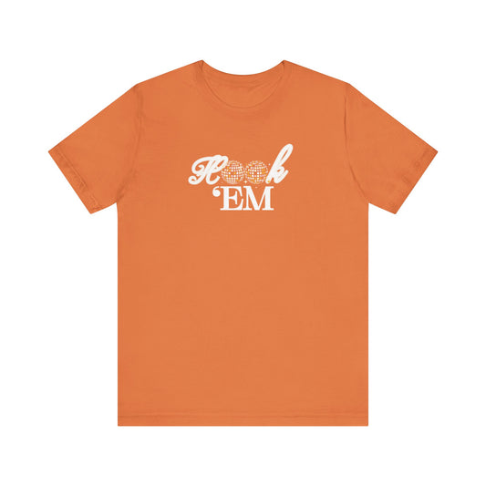 Hook 'Em Disco Ball Texas NYE Football Crewneck Tee