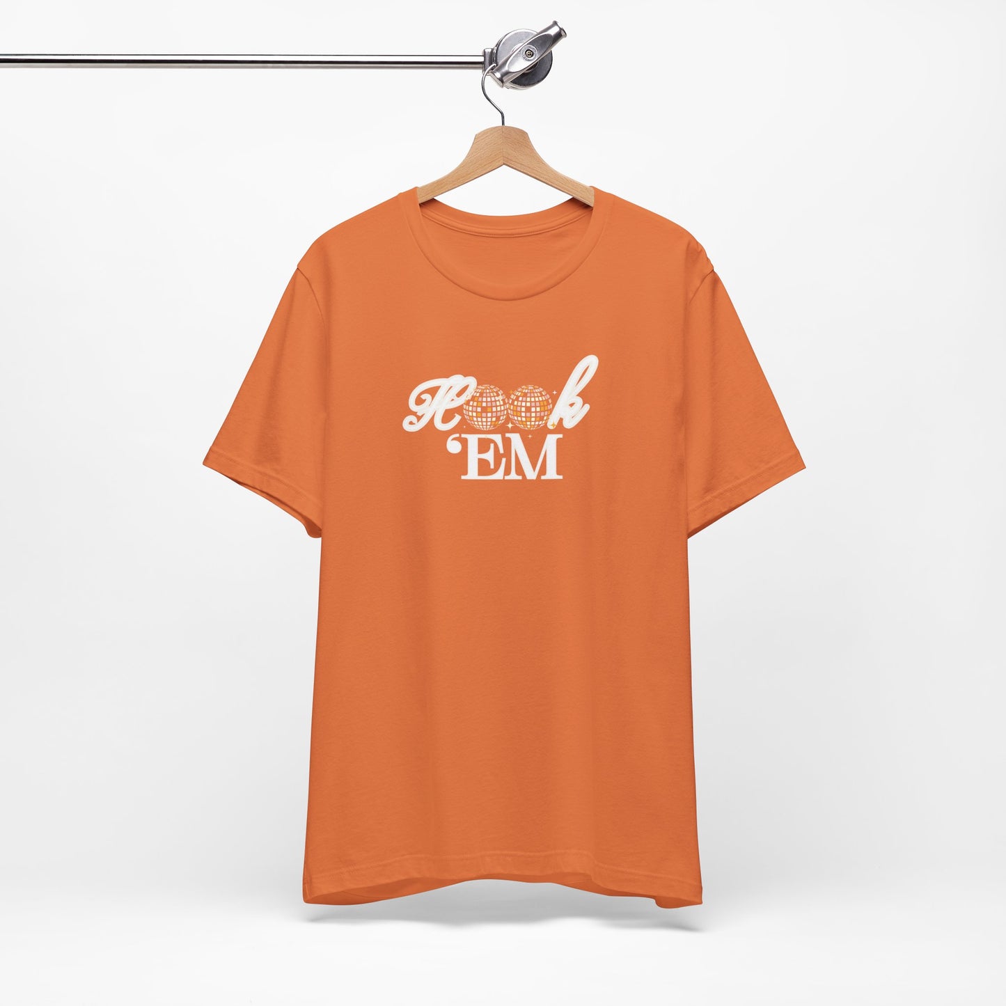 Hook 'Em Disco Ball Texas NYE Football Crewneck Tee