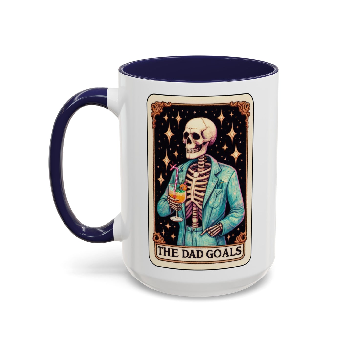 Dad Goals Skeleton Tarot Card Coffee Mug (11, 15oz)