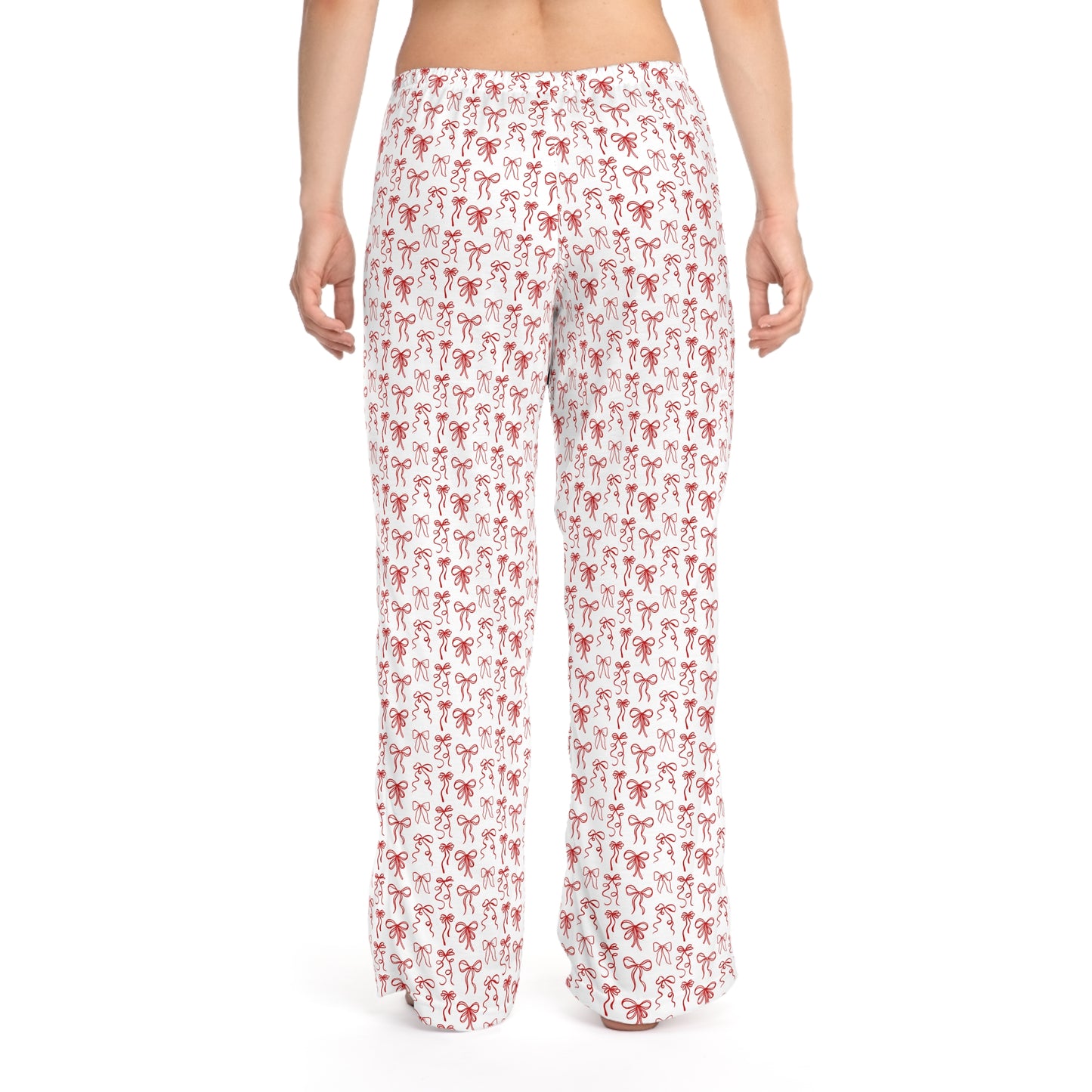 Women's Pajama Pants - Red Coquette Bow Patterned for Valentine's Day