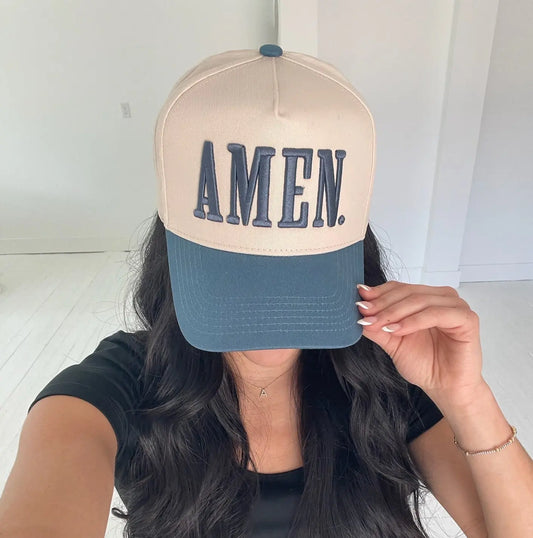 AMEN. - Slate Blue Vintage Trucker Hat KenzKustomz