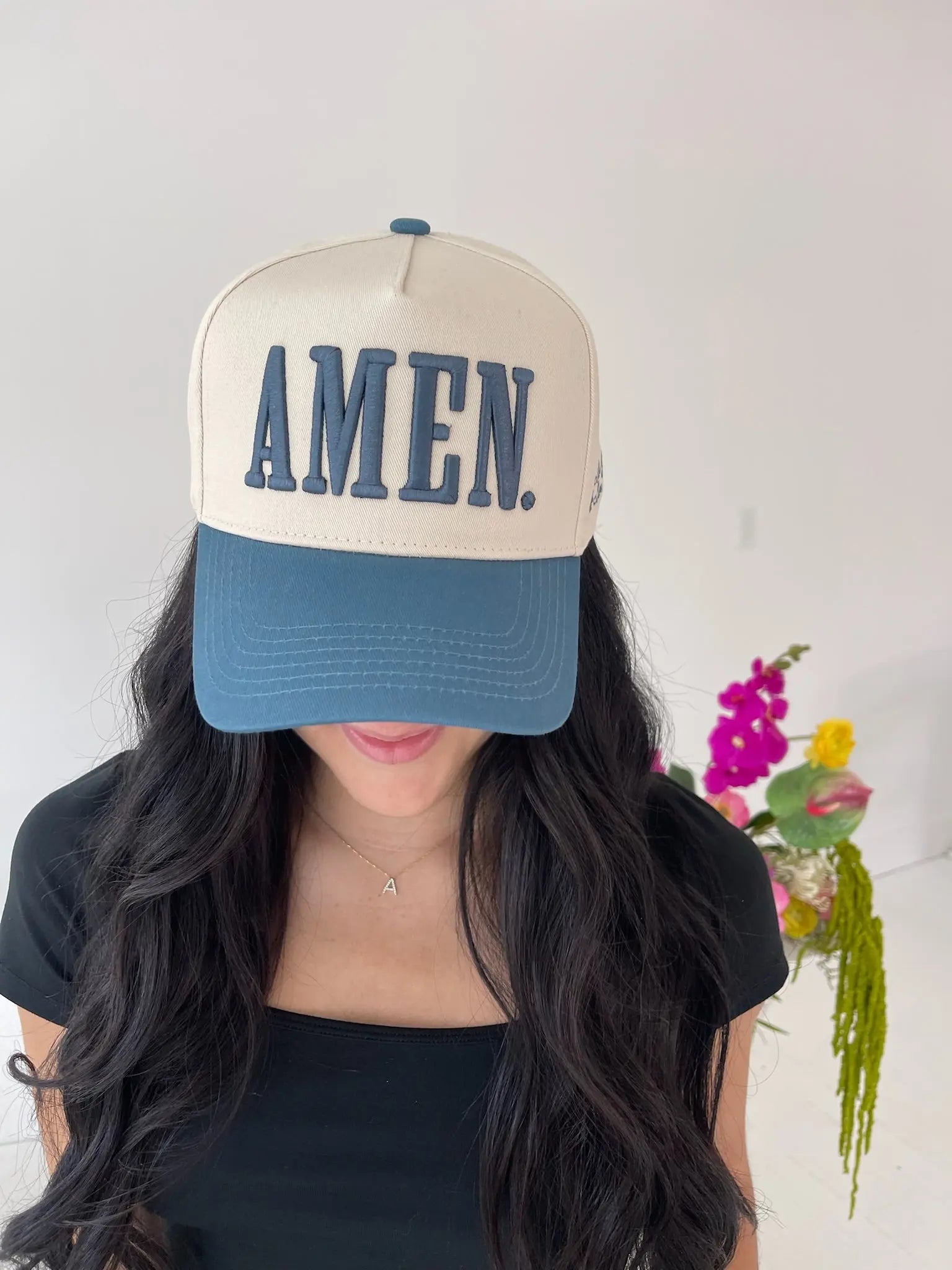AMEN. - Slate Blue Vintage Trucker Hat KenzKustomz