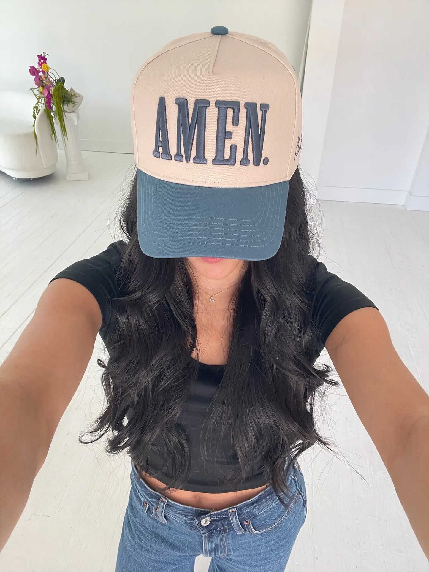 AMEN. - Slate Blue Vintage Trucker Hat KenzKustomz