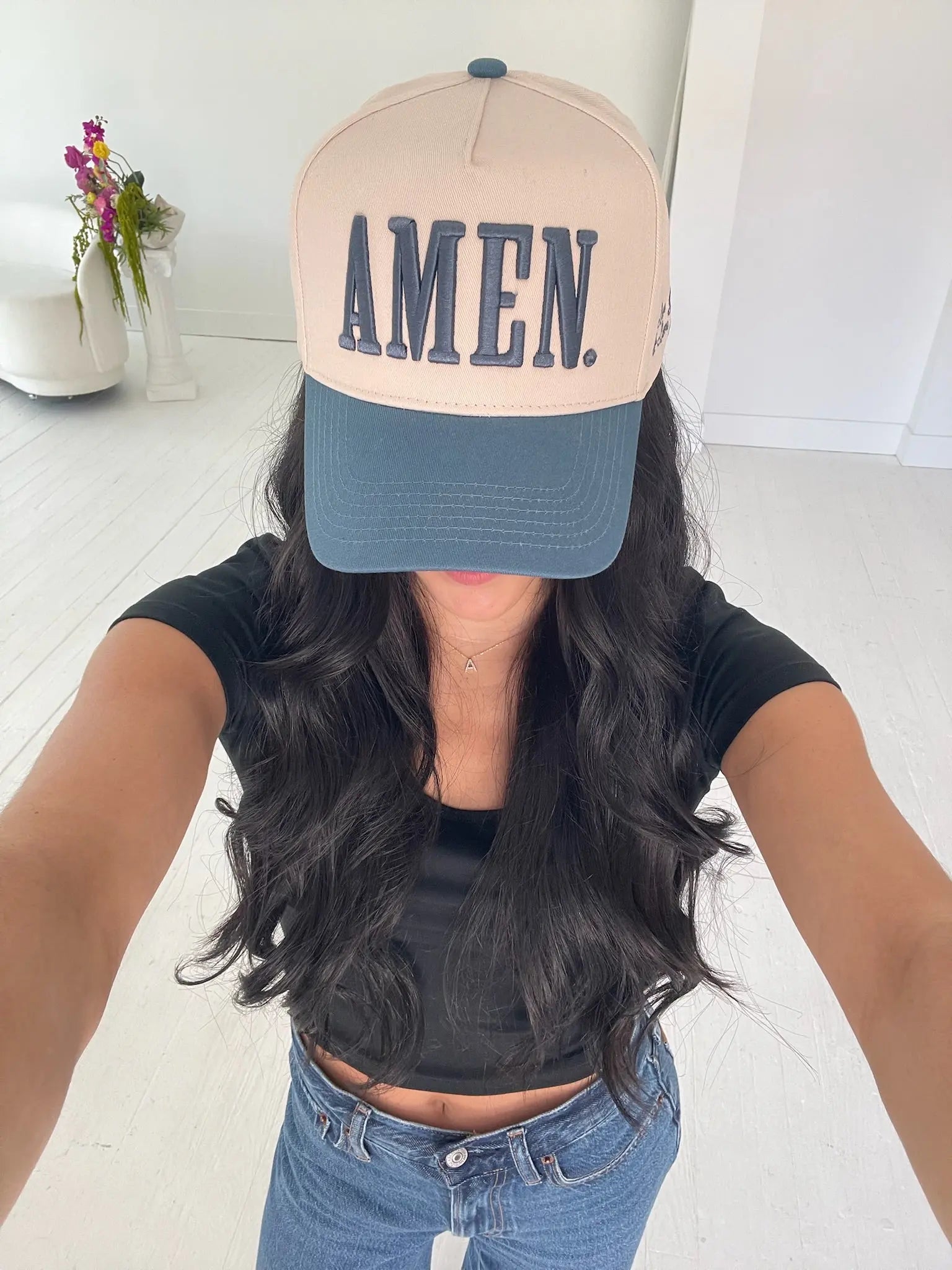 AMEN. - Slate Blue Vintage Trucker Hat KenzKustomz