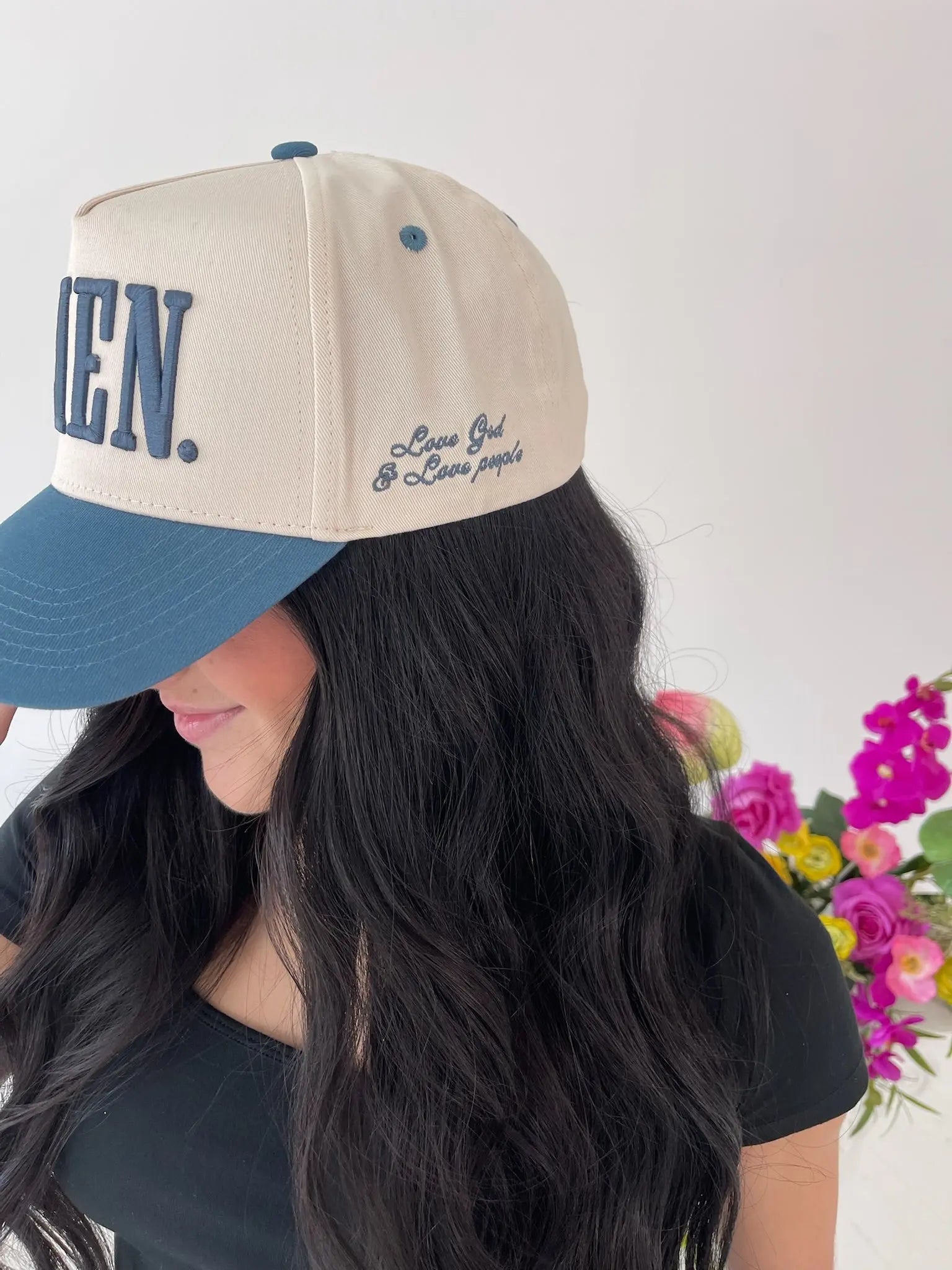 AMEN. - Slate Blue Vintage Trucker Hat KenzKustomz