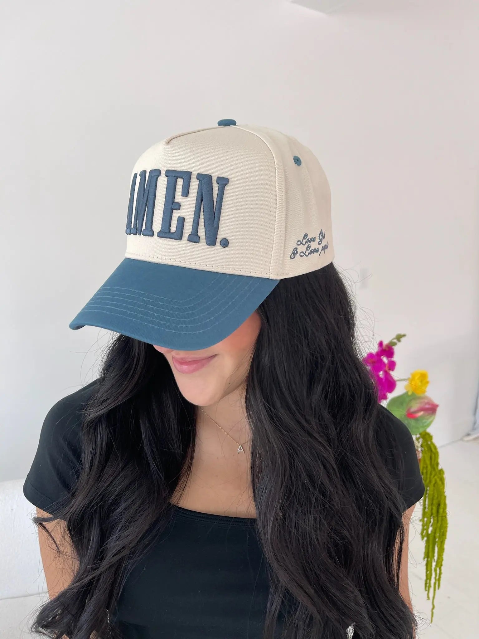 AMEN. - Slate Blue Vintage Trucker Hat KenzKustomz