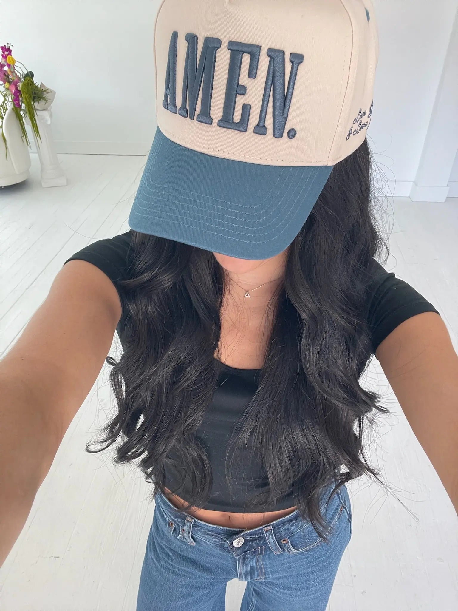 AMEN. - Slate Blue Vintage Trucker Hat KenzKustomz