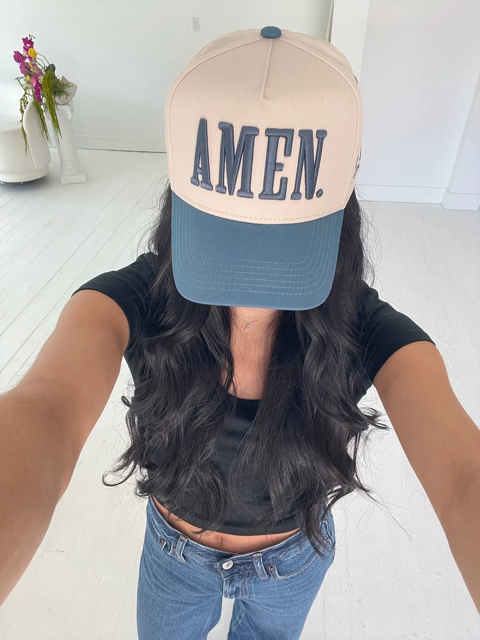 AMEN. - Slate Blue Vintage Trucker Hat KenzKustomz
