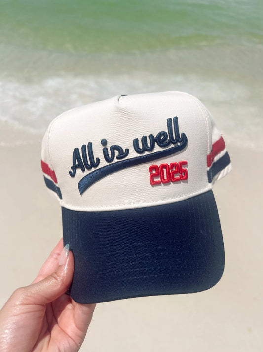 All is Well - Navy Vintage Trucker Hat KenzKustomz
