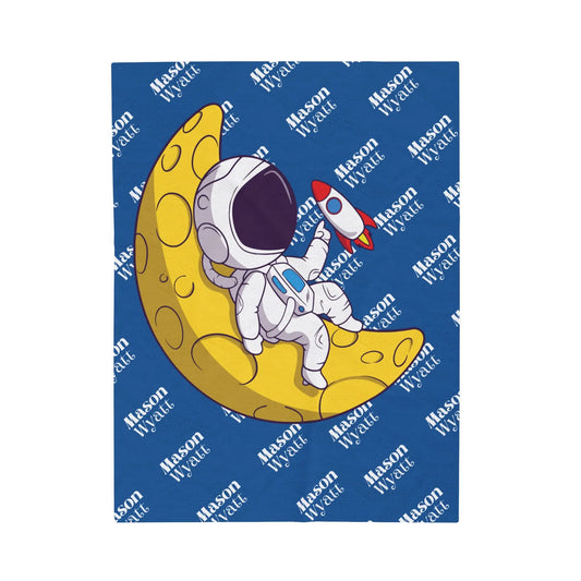 Astronaut in Space Personalized Baby Kids Blanket Latchkey
