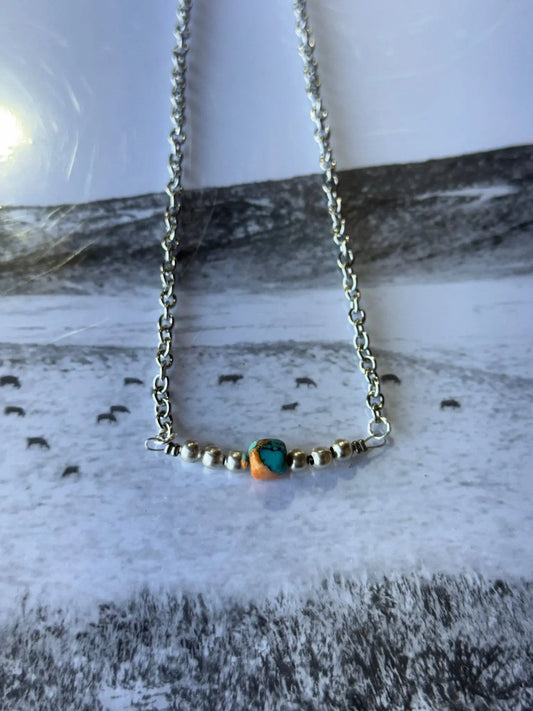 Authentic Spiny Oyster Cube & Silver Pearls Necklace Wild Junkie