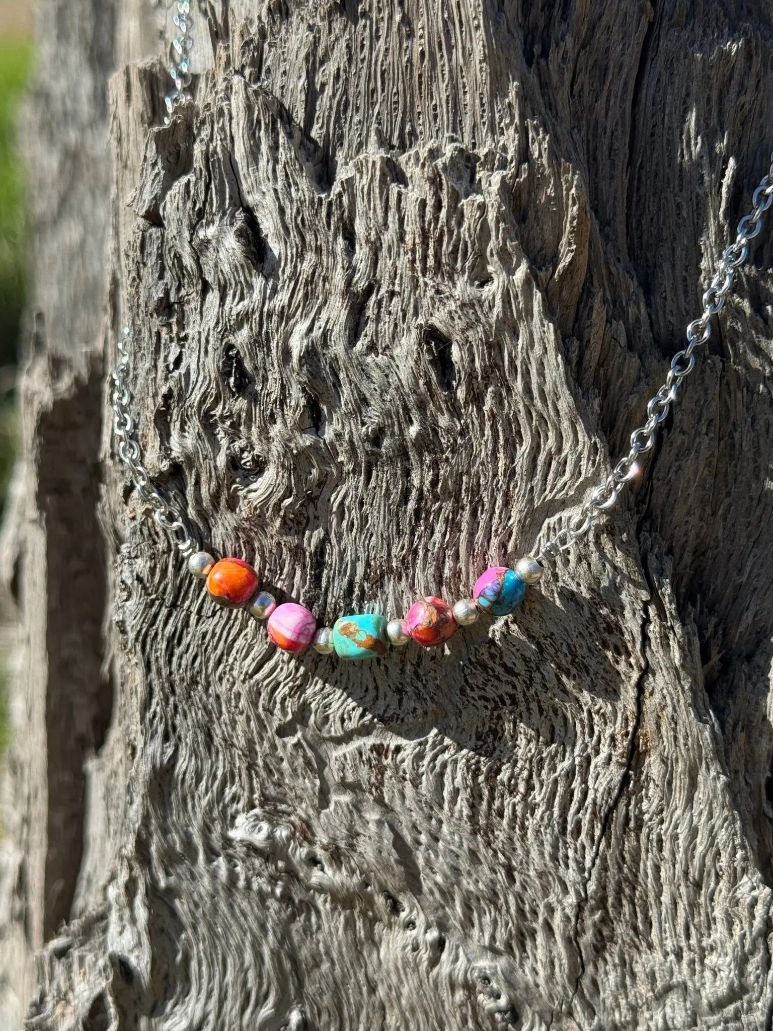 Authentic Turquoise Dahlia Beads Chain Necklace Wild Junkie