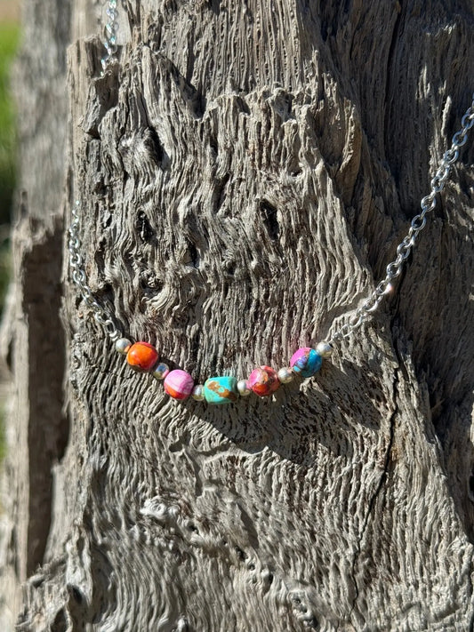 Authentic Turquoise Dahlia Beads Chain Necklace Wild Junkie