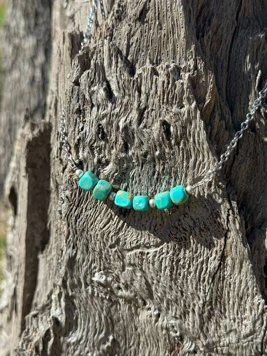 Authentic Turquoise Square Beads Chain Necklace Wild Junkie
