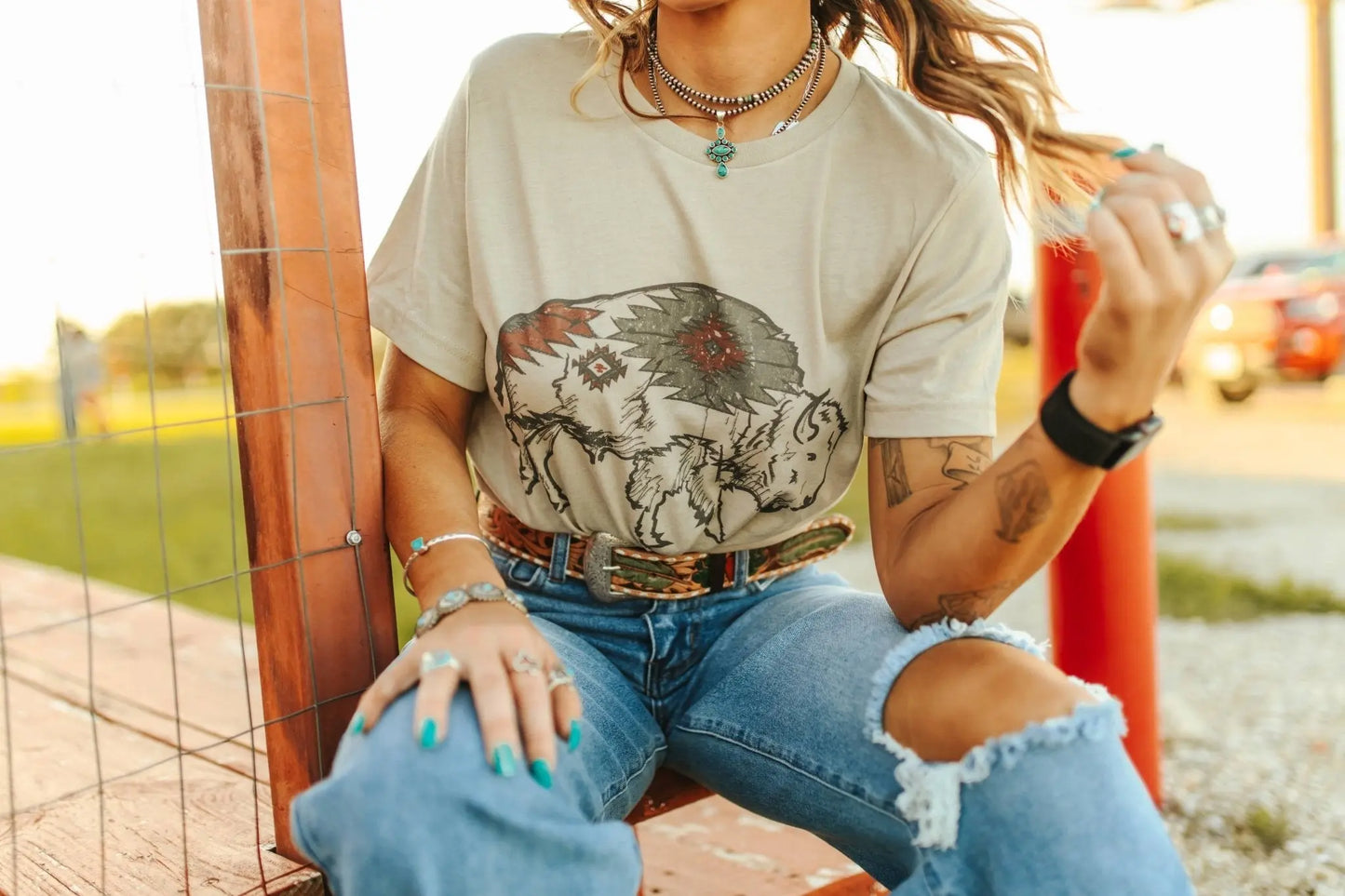 Aztec Bison Graphic Tee Wild Junkie