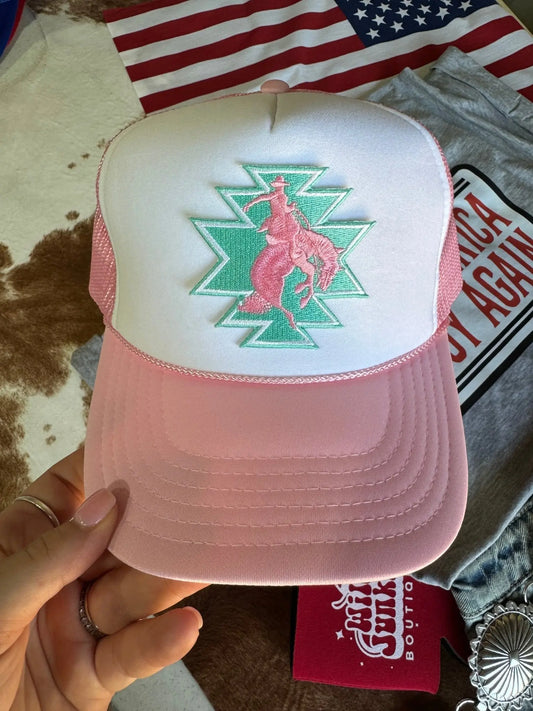 Aztec Bucking Bronco Patch Trucker Hat Wild Junkie