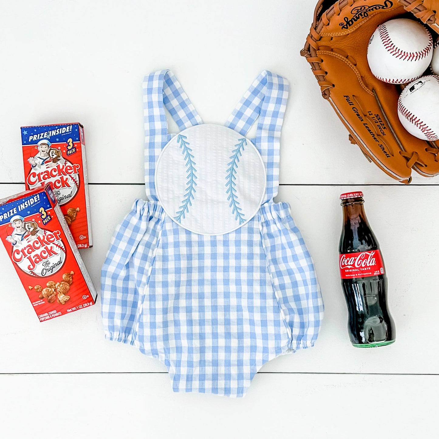 Blue Baseball Sunsuit - Latchkey 