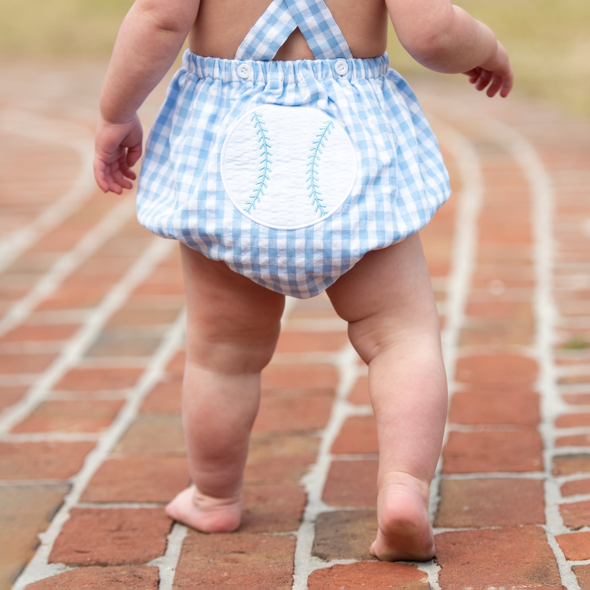 Blue Baseball Sunsuit - Latchkey 