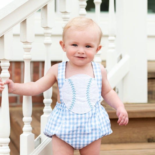 Blue Baseball Sunsuit - Latchkey 