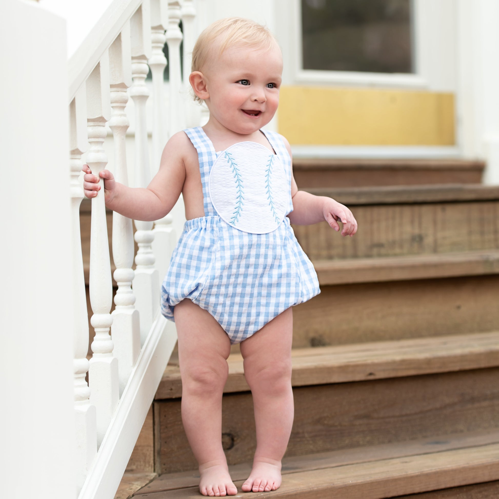 Blue Baseball Sunsuit - Latchkey 