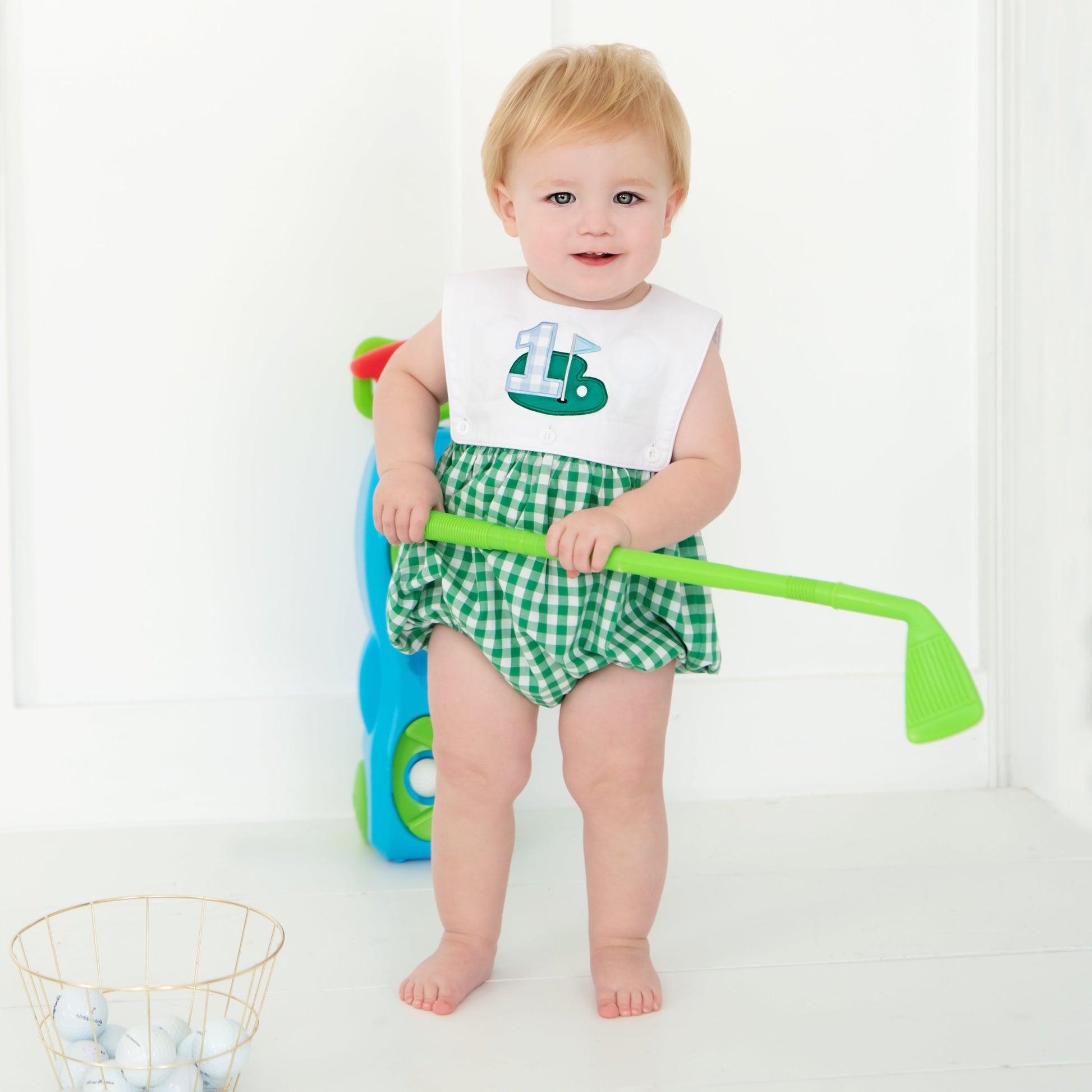 Hole-In-One First Birthday Boys Reversible Golf Bubble - Latchkey 
