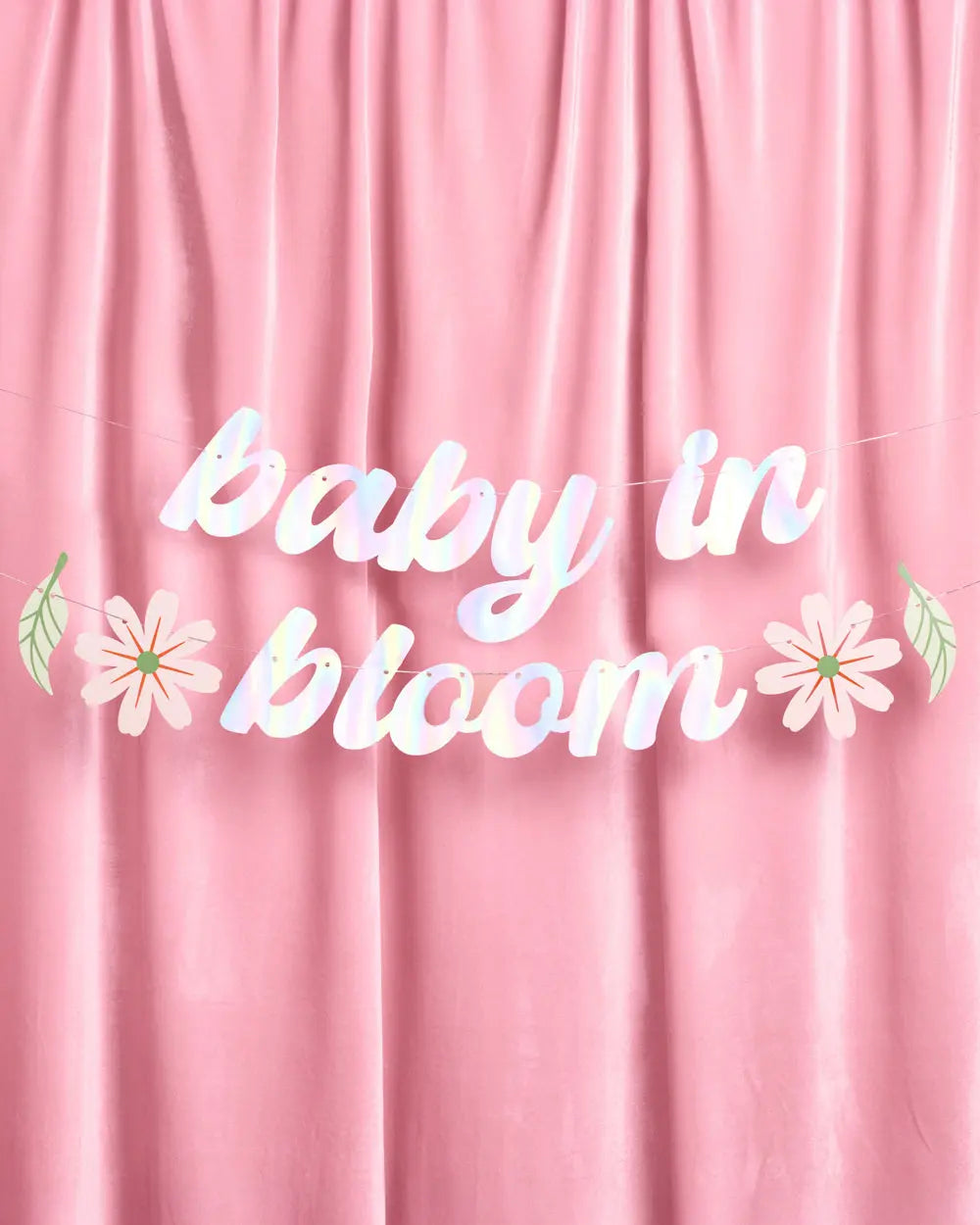 Baby in Bloom Banner - iridescent foil banner xo, Fetti
