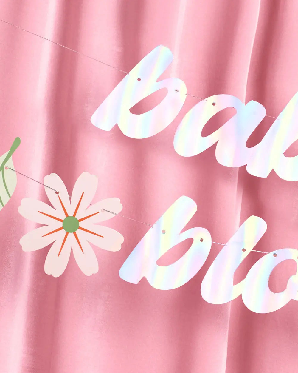 Baby in Bloom Banner - iridescent foil banner xo, Fetti
